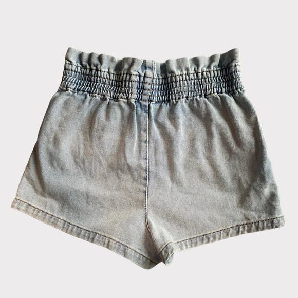 PacSun Womens Medium Pull On Blue Denim Paper Bag Shorts Pockets - Picture 1 of 9